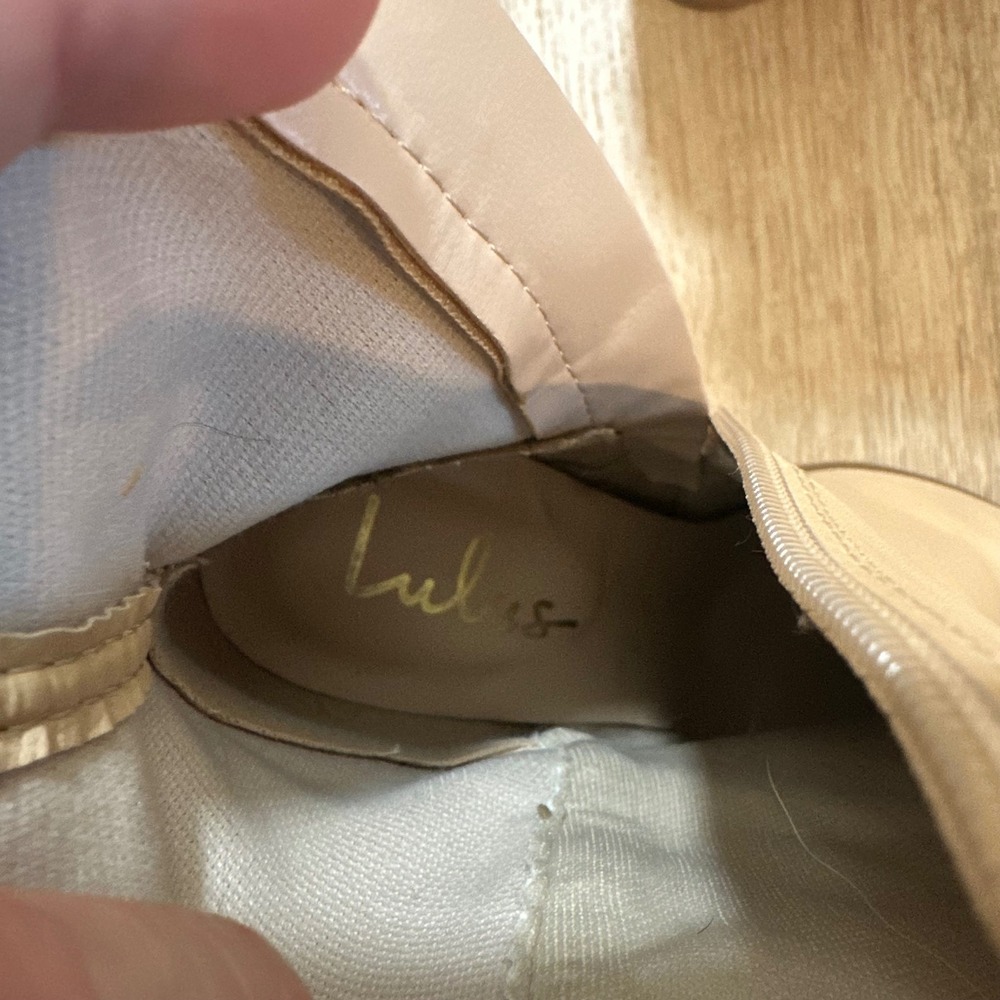 Lulus | Essex Tan Nude Mid-Calf Suede Pointed Toe Block‎ Heel Ankle Boots, 5.5 - Picture 8 of 10